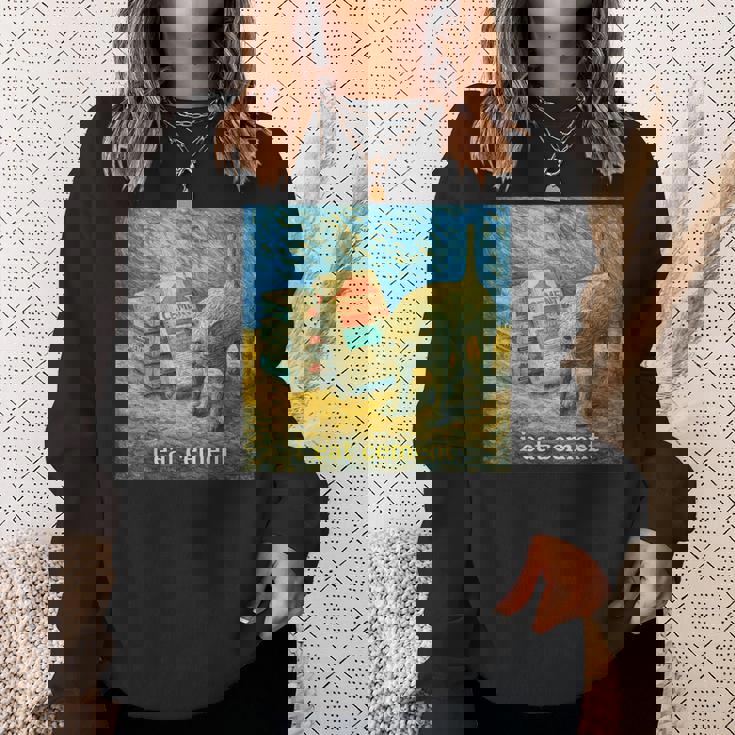 I Eat Cement 猫 ゴッホ 印象派 絵画 美学 スウェットシャツ 彼女への贈り物