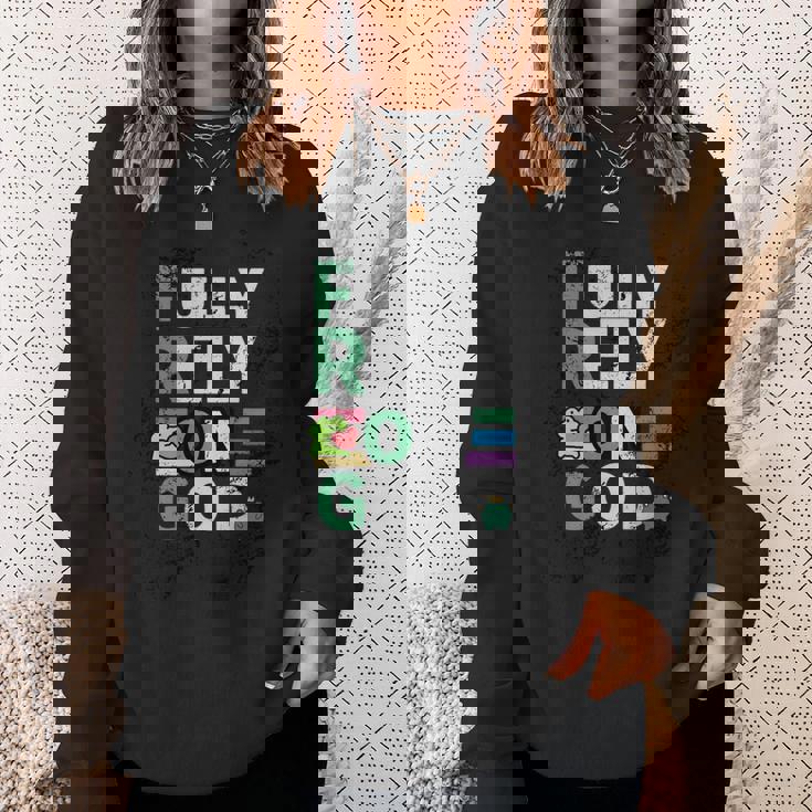 Frog Fully Rely On God 面白いレトロラブハートカエル愛好家 長袖tシャツ スウェットシャツ 彼女への贈り物