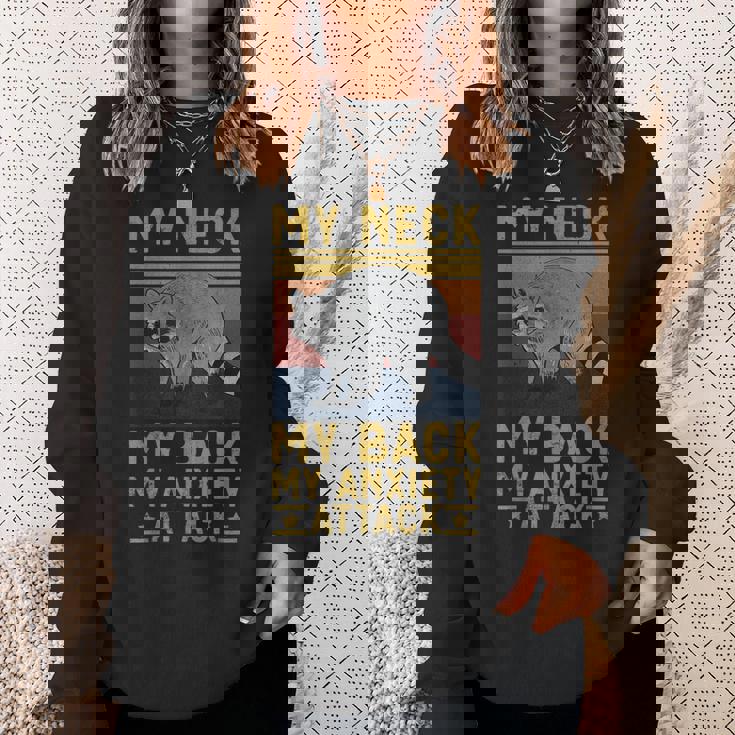 Il Mio Collo La Miachiena Il Mio Attacco Di Ansia Procione Meme Divertente Felpa Regalos para ella