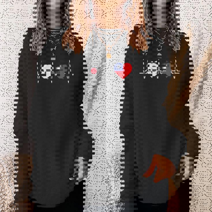 Japanese Flag Taiwanese Flag Heart 台湾の遺産 台湾のルーツ 日本の国旗 台湾の国旗 スウェットシャツ 彼女への贈り物