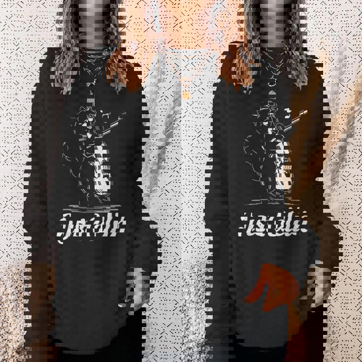 Just Cellin チェロ奏者 猫の音楽家 チェロを演奏 チェロ奏者 スウェットシャツ 彼女への贈り物