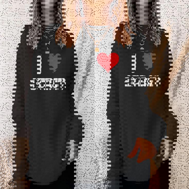 I Love Electricity ハート 電気技師ユーティリティ電気 スウェットシャツ 彼女への贈り物