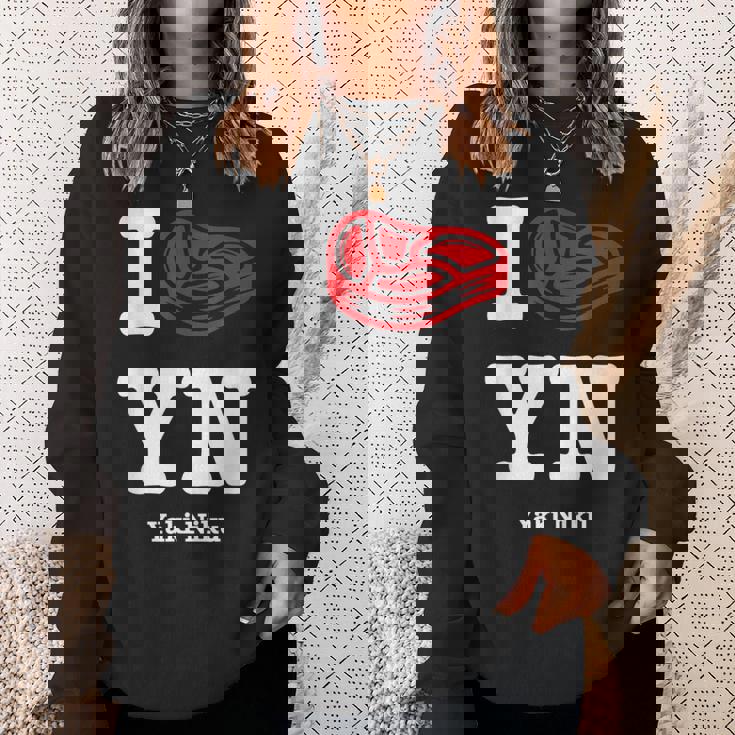 I Love Yakiniku Bbq 日本バーベキュー グルメ ユーモア ガールズ 大 スウェットシャツ 彼女への贈り物