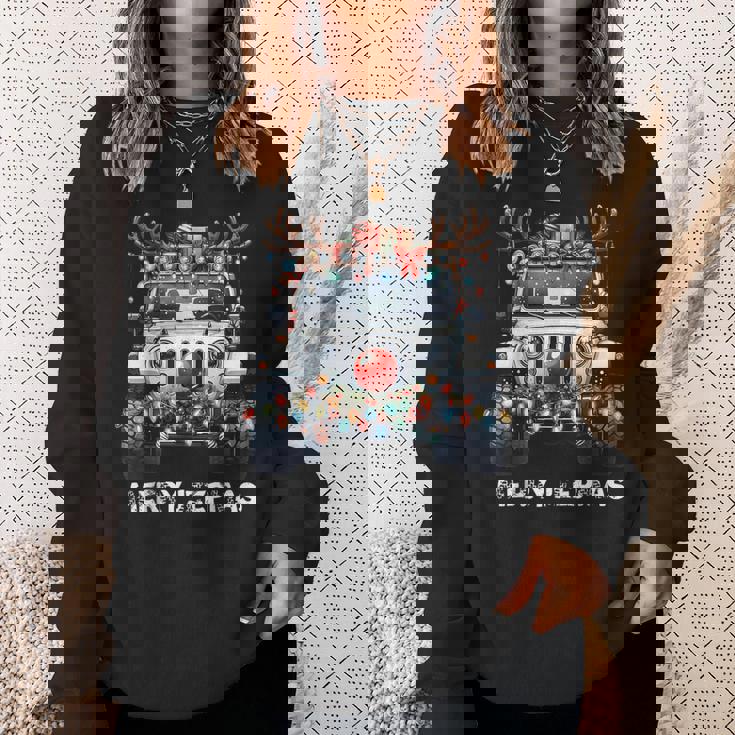 Merry Jeepmas Ugly Light Reindeer Christmas Sweatshirt Gifts for Her Merry Jeepmas Ugly Light Reindeer Christmas Sweatshirt Gifts for Her