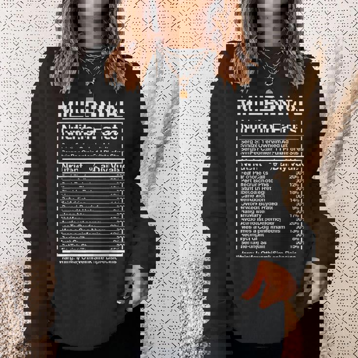Millennial Nutrition Facts Generation Meme Sweatshirt Gifts for Her Millennial Nutrition Facts Generation Meme Sweatshirt Gifts for Her
