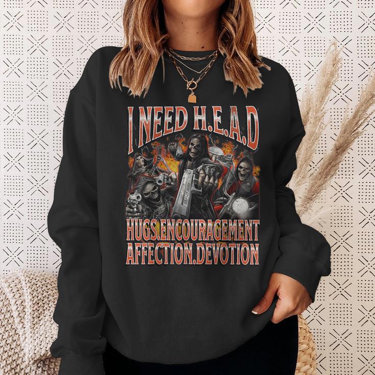 I Need Hugs Hard Skeleton Meme Bootleg Graphic Sweatshirt Gifts for Her