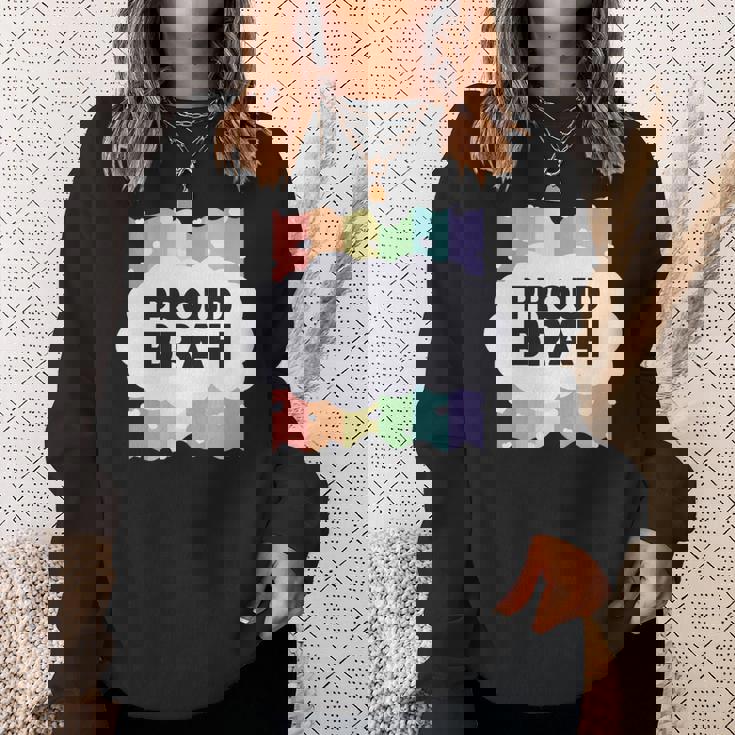 Proud Brah ゲイプライドフラッグ ジェンダー平等 パステルブラ 長袖tシャツ スウェットシャツ 彼女への贈り物