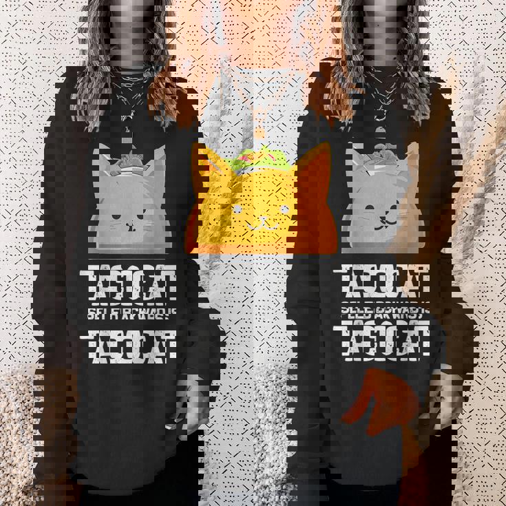 Tacocatpelled Backwards Is Tacocat ファニータコスキャットギフト スウェットシャツ 彼女への贈り物