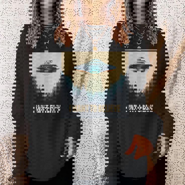 I Want To Believe ヴィンテージ Ufo エイリアン クラフト 夢の出会い スウェットシャツ 彼女への贈り物