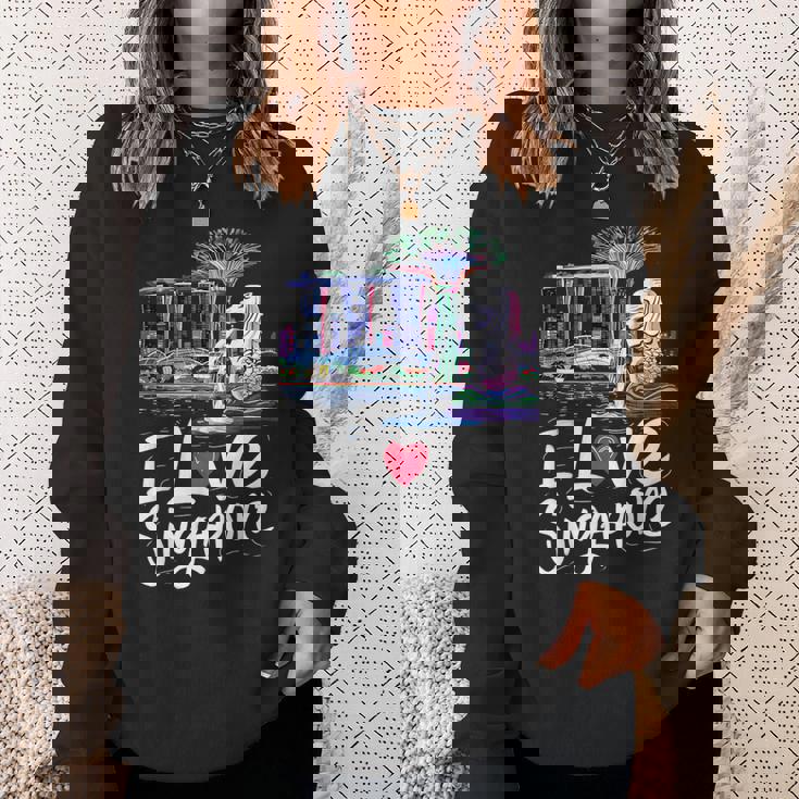 「I Loveingapore Citykyline」とマーライオンのデザイン。 スウェットシャツ 彼女への贈り物