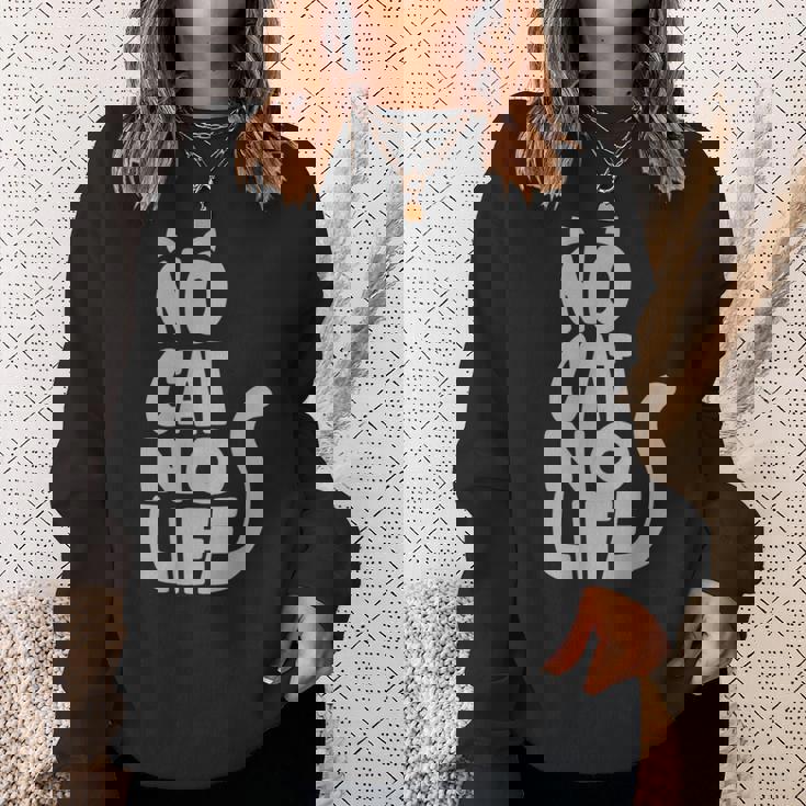 「No Cat No Life」 猫 シルエット スウェットシャツ 彼女への贈り物