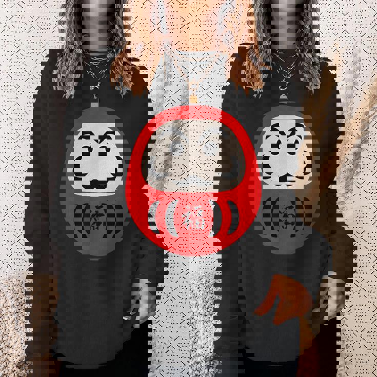 【だるま 福】面白い おもしろ 文字入り 開運グッズ 運気アップ 縁起物 ラッキー 和柄 ネタ ウケ狙い 日本 お土産 スウェットシャツ 彼女への贈り物