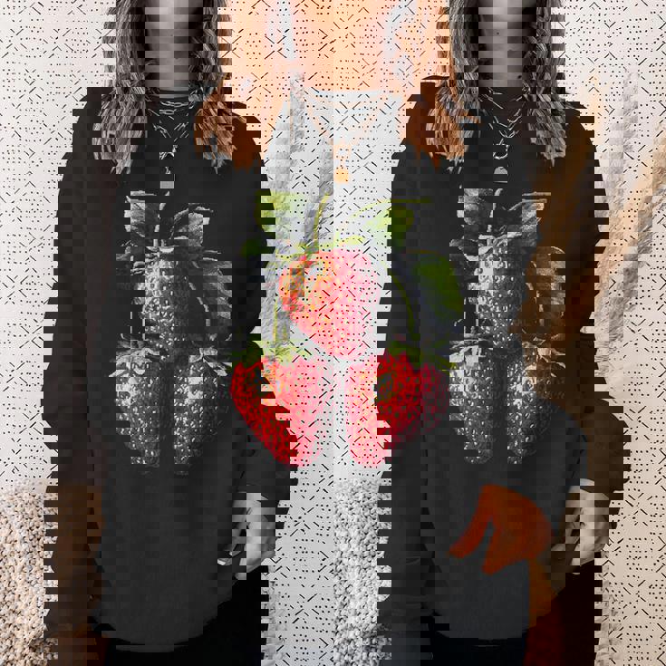 いちご フルーツモチーフ カラフル イラスト イチゴ スウェットシャツ 彼女への贈り物