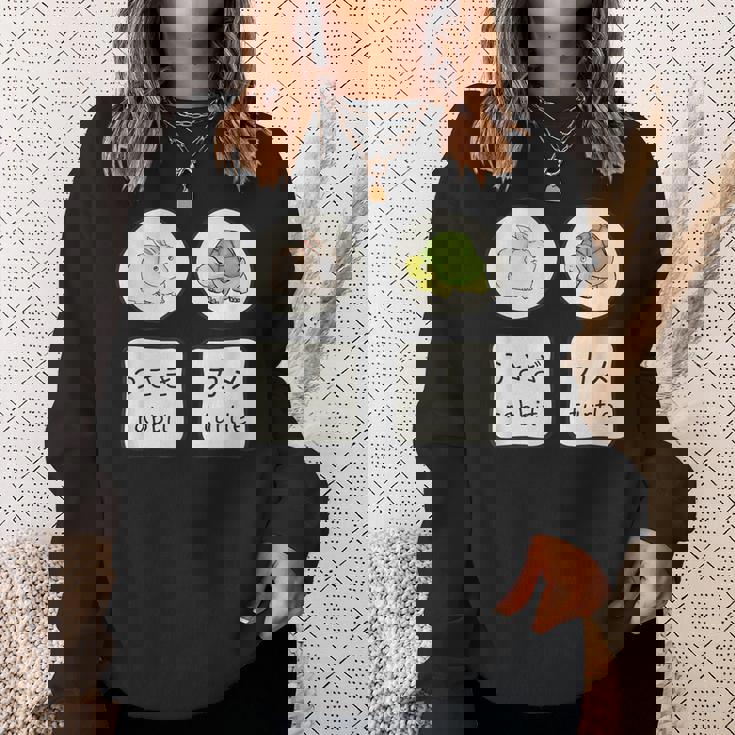 うさぎと亀の日本語かなと英単語かわいい スウェットシャツ 彼女への贈り物