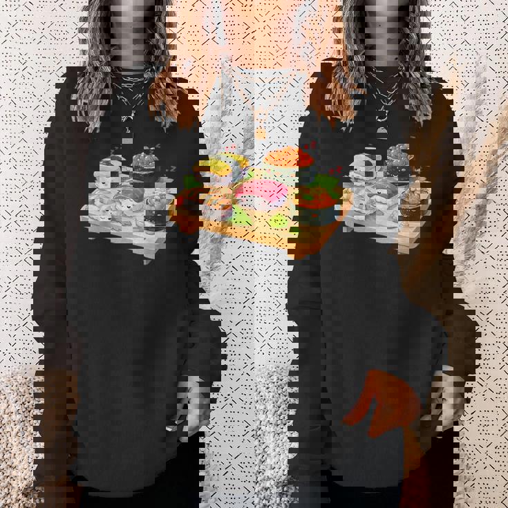 おもしろ寿司 かわいい かわいい 寝る食べ物 スウェットシャツ 彼女への贈り物