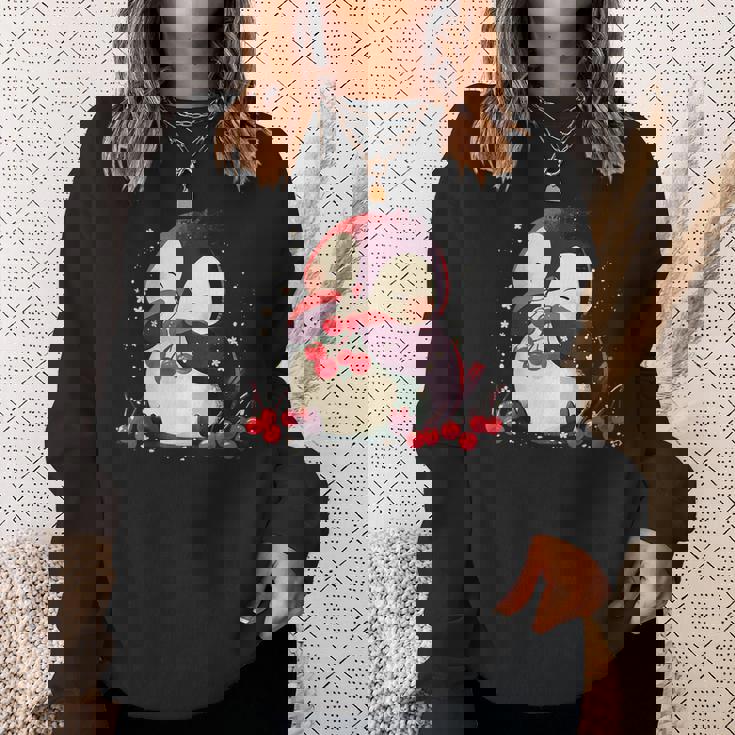 さくらんぼペンギン かわいい チェリー フルーツ アートワーク ペンギン好き スウェットシャツ 彼女への贈り物