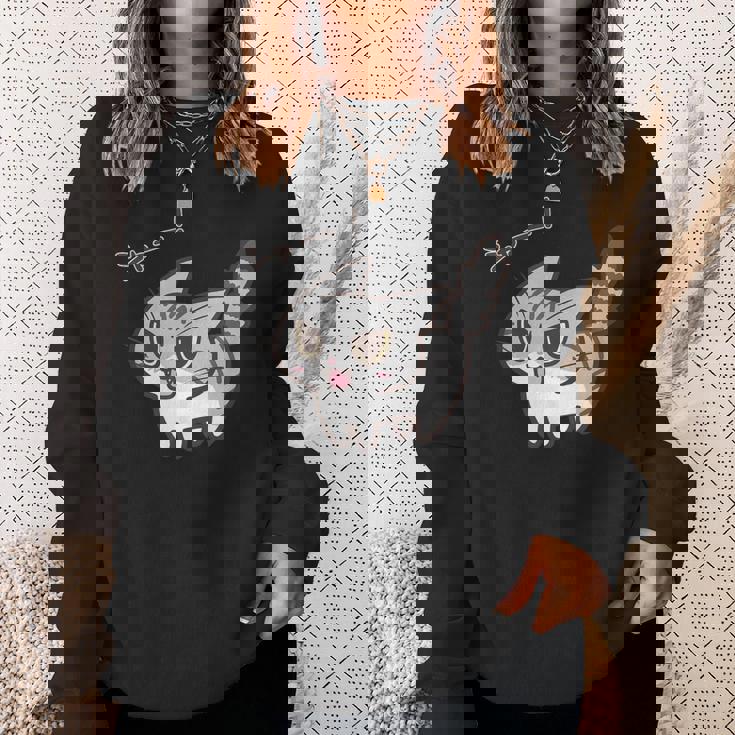 ねこシャーサバトラ白猫ver スウェットシャツ 彼女への贈り物