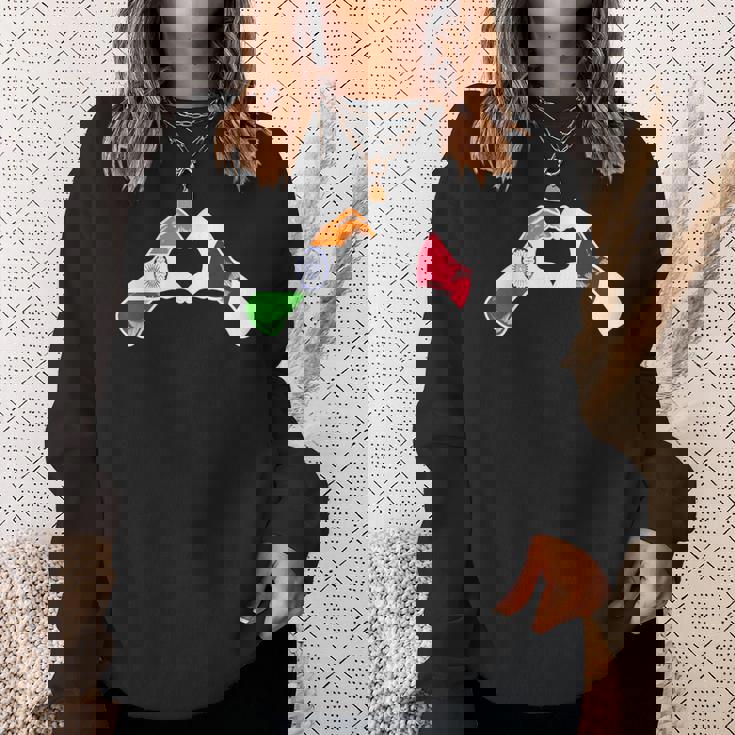 インド日本国旗 インド日本ハート スウェットシャツ 彼女への贈り物