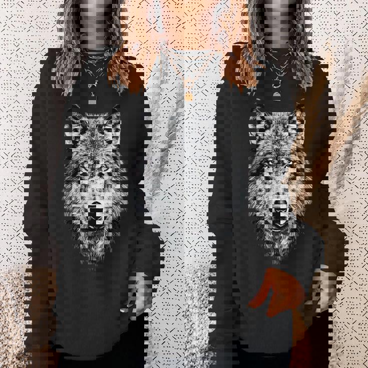 オオカミのモチーフ オオカミが大好き オオカミの群れ オオカミの犬 野生のオオカミ スウェットシャツ 彼女への贈り物