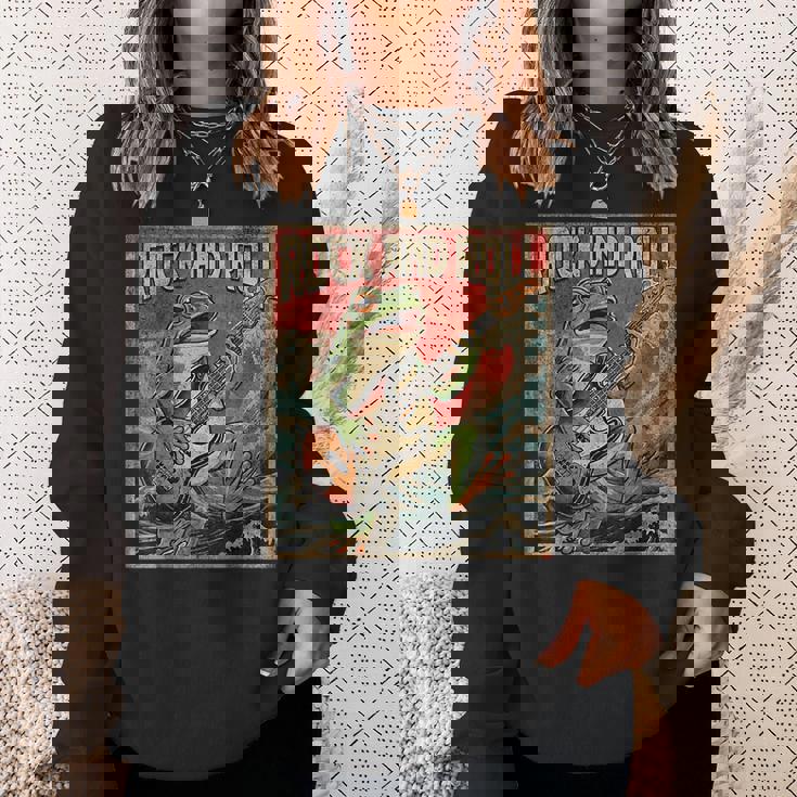 カエル 演奏 ベース ギター ロック オン ヴィンテージ ロック ギタリスト カエル スウェットシャツ 彼女への贈り物