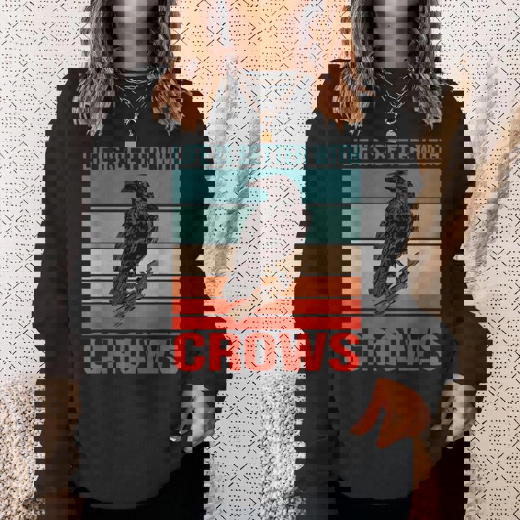 カラス ライフ・イズ・ベター バード鳥類学 カラス スウェットシャツ 彼女への贈り物