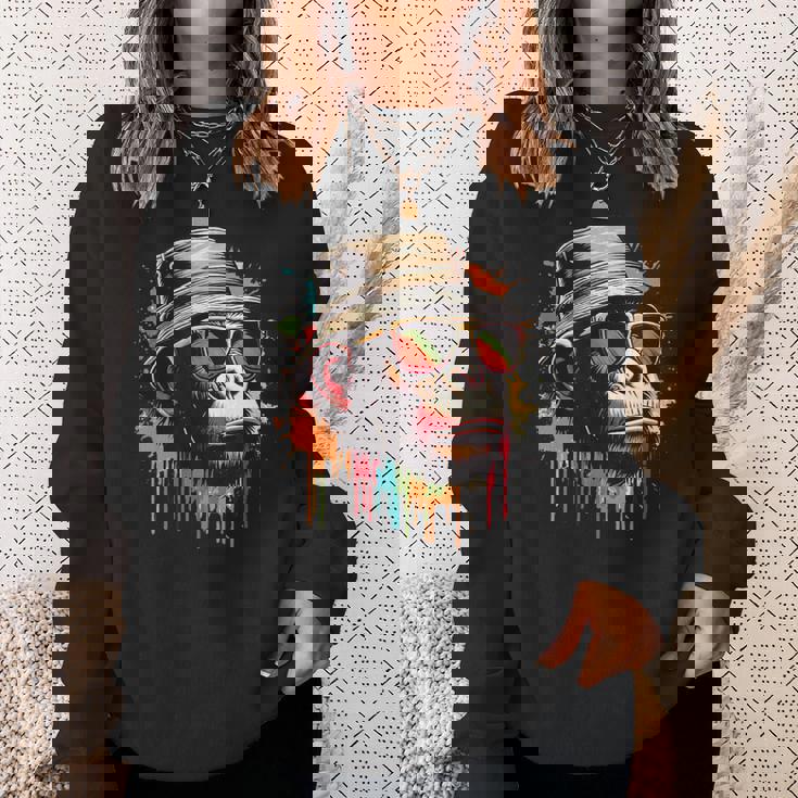 カラフル エイプ クール ヴィンテージ グラフィティ グラフィックアート スウェットシャツ 彼女への贈り物