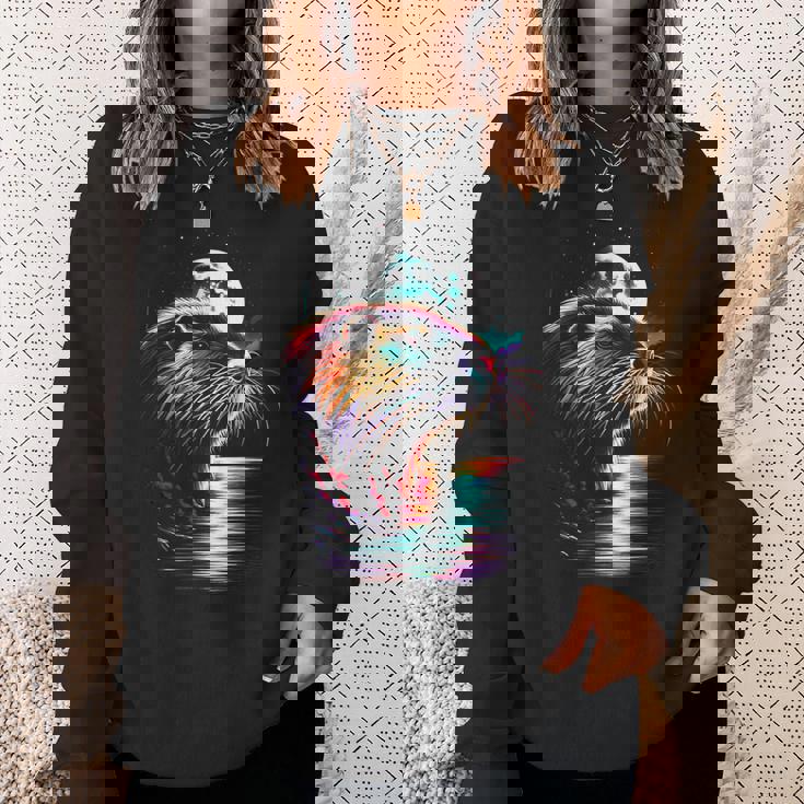 カラフル ヌートリア スピリット 動物 かっこいい イラスト アート スウェットシャツ 彼女への贈り物