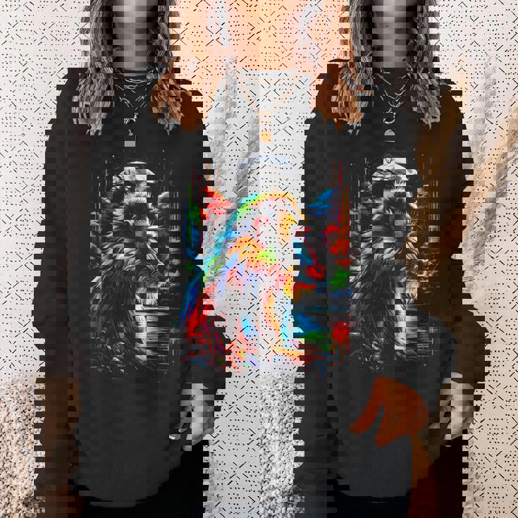 カラフル マンドリル 猿 精霊 動物 かっこいい イラスト アート スウェットシャツ 彼女への贈り物