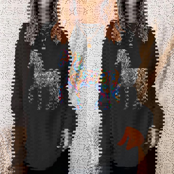 カラフルな抽象的な馬 スウェットシャツ 彼女への贈り物