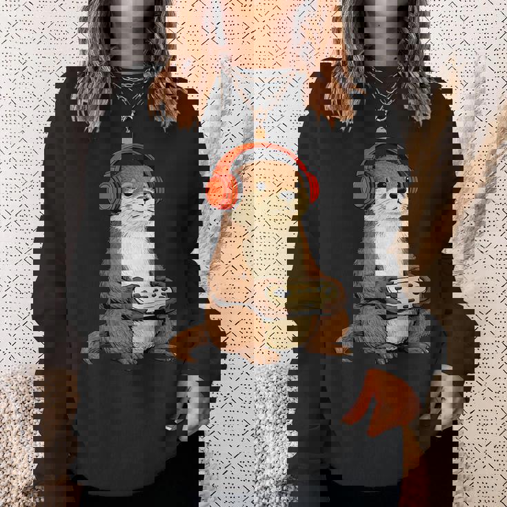 カワイイ カワウソ ゲーム アニメ レトロ 日本の芸術作品 ゲーマー 面白い スウェットシャツ 彼女への贈り物