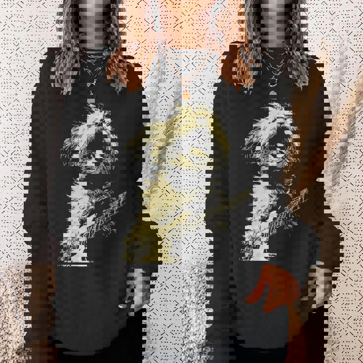 ギターロッカー ギタリスト 動物 パンク グランジ犬とマルチーズ スウェットシャツ 彼女への贈り物