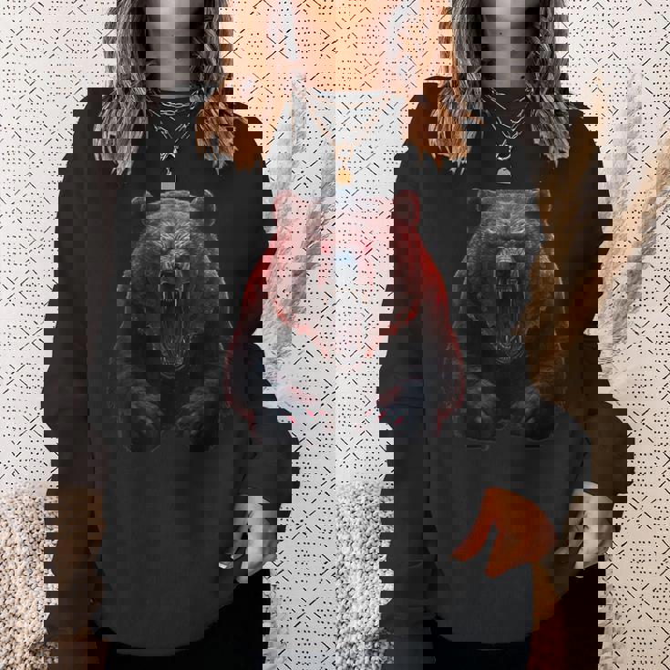 クマ、怒ったグリズリーベア、危険なホラーベア スウェットシャツ 彼女への贈り物