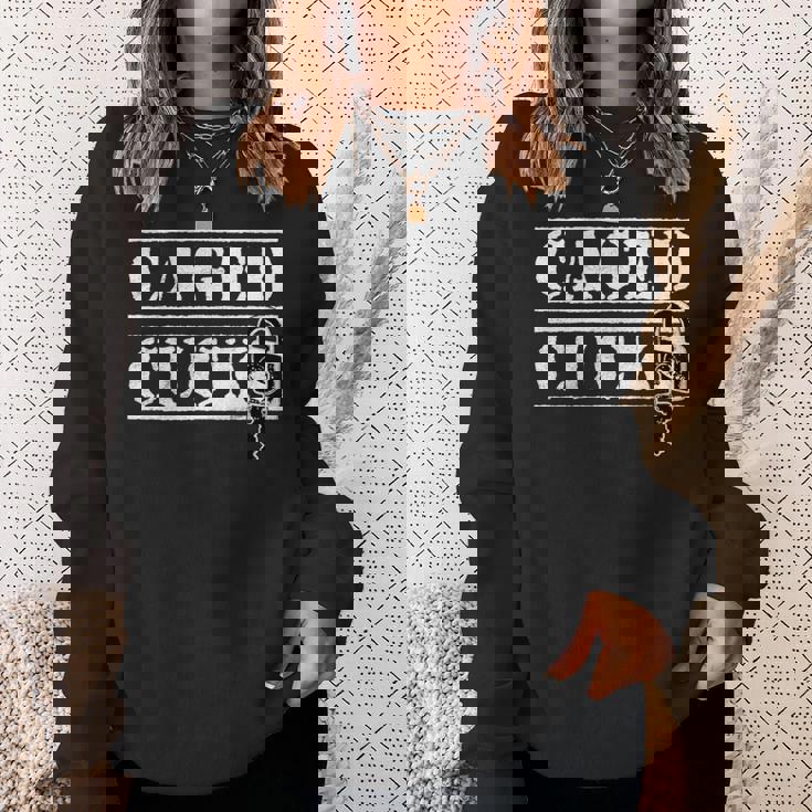 ケージドされた従順なコック、フェムドム カッコド 男性 貞操プレイ 長袖tシャツ スウェットシャツ 彼女への贈り物