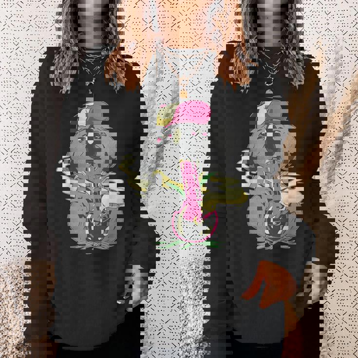 コアラ パンダ スモーキング ボング かわいい 面白い 漫画 スウェットシャツ 彼女への贈り物