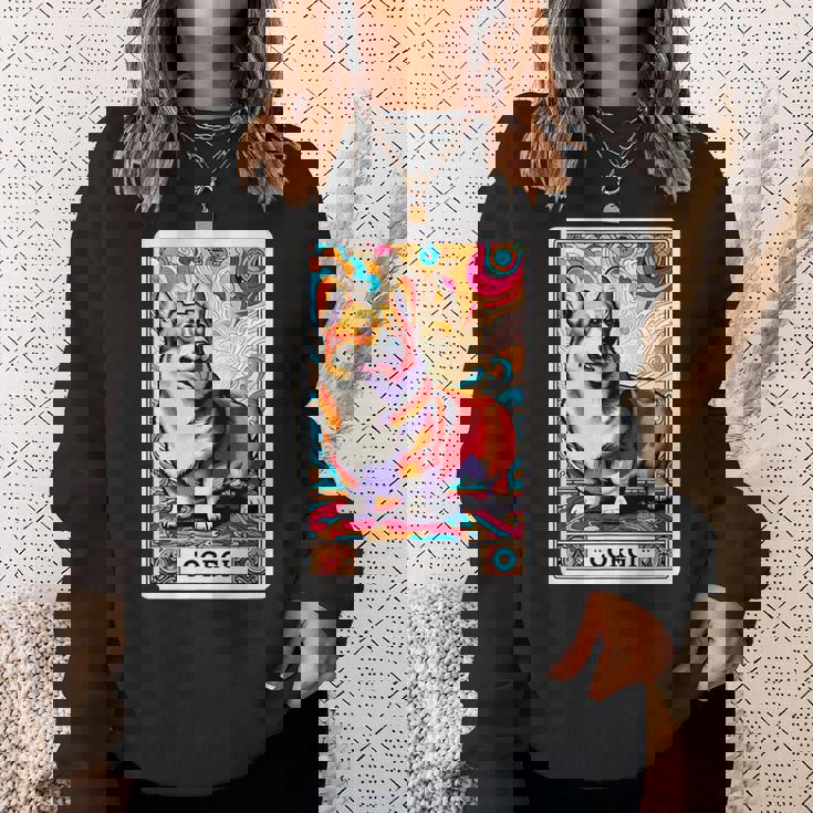 コーギー 面白いtシャツ 犬 タロット カード かわいい メンズ 子供 おもしろ 服 グッズ ネタ わんこ スウェットシャツ 彼女への贈り物