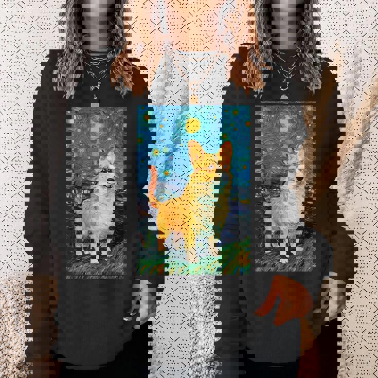 ゴッホ動物アート 動物愛好家のためのかわいいコーギー犬 スウェットシャツ 彼女への贈り物