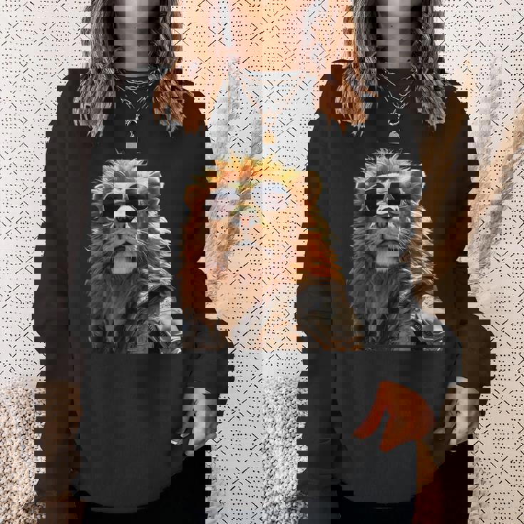 サングラスをかけたライオン 動物大好きライオン かわいいライオン スウェットシャツ 彼女への贈り物