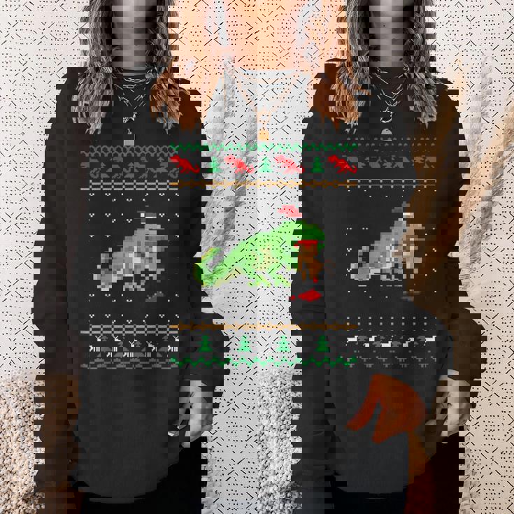 サンタ T-Rex 食べるトナカイ恐竜 アグリークリスマスセーター スウェットシャツ 彼女への贈り物