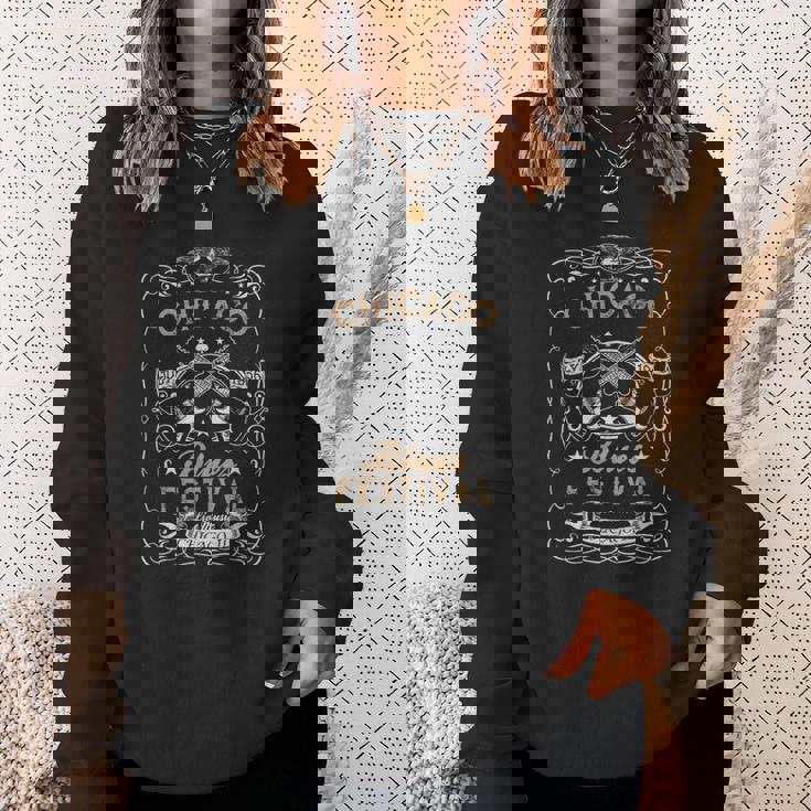 シカゴ・ブルース・フェスティバル・ブルース・ギターtシャツ スウェットシャツ 彼女への贈り物