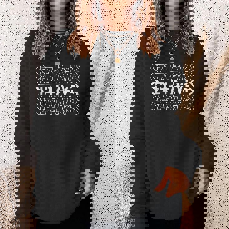 シーホークス 学校 スポーツチーム マスコット タウンゴーカレッジ アスリート スウェットシャツ 彼女への贈り物