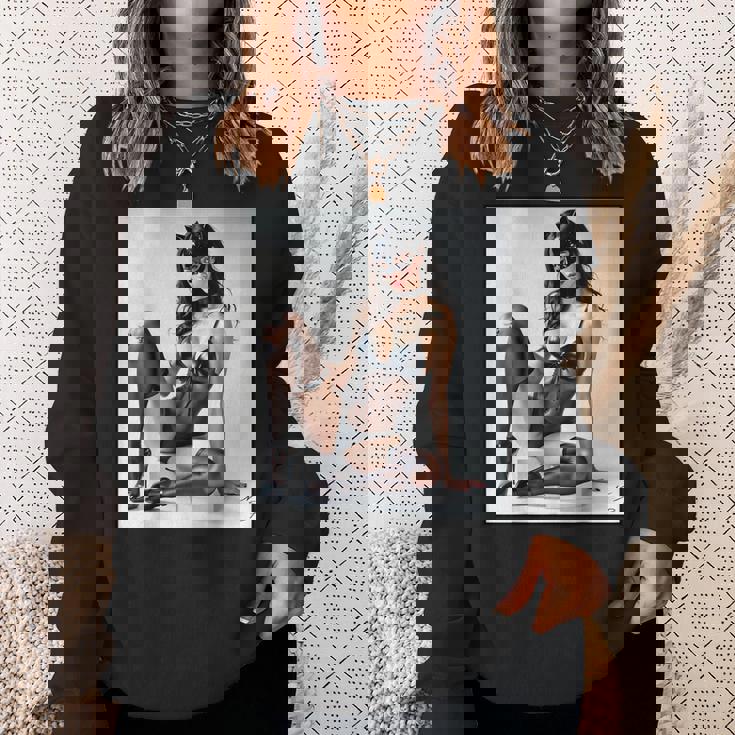 セクシーガールグラフィックtシャツ-猫マスクv2のセクシーなピンナップガール スウェットシャツ 彼女への贈り物