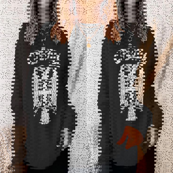 セルビア セルビア セルビア語 紋章 イーグル クロス 旗 キリル文字 スウェットシャツ 彼女への贈り物