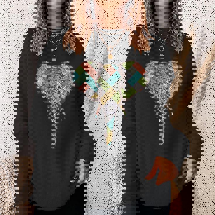 ゾウ I ワイルドライフ I カラフルなゾウ スウェットシャツ 彼女への贈り物