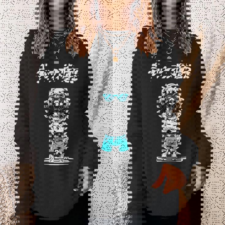 ダックス憤怒 ダックスフンド グッズ 犬 おもしろ 面白い ダジャレ 親父ギャグ 長袖tシャツ スウェットシャツ 彼女への贈り物