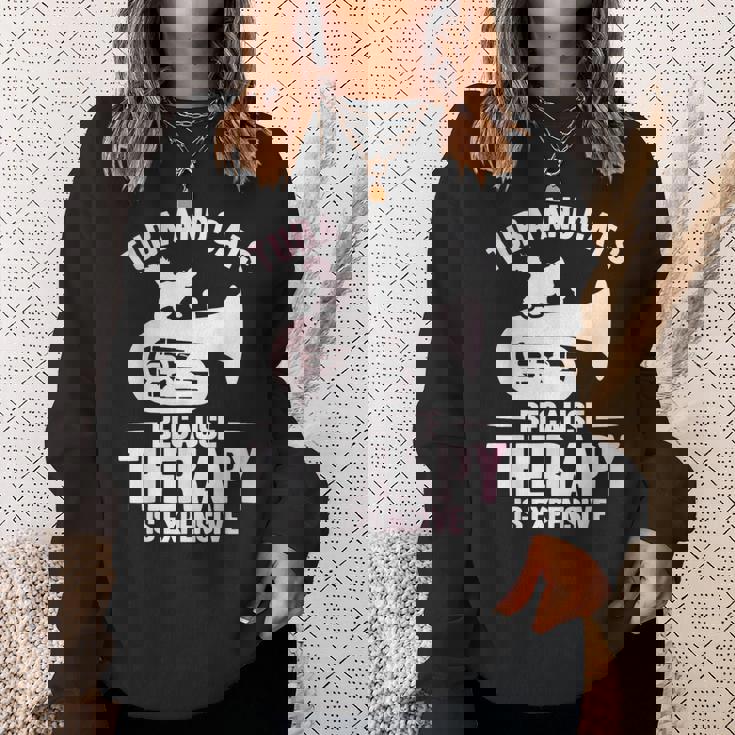 チューバ 水彩 チューバと猫 スウェットシャツ 彼女への贈り物