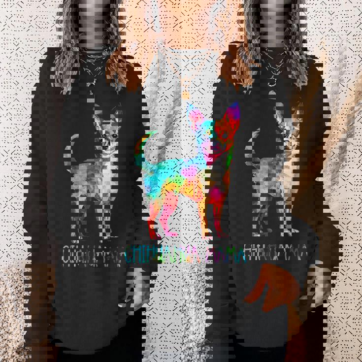 チワワ ママ 水彩画 芸術的 犬 恋人 ティーカップ スウェットシャツ 彼女への贈り物