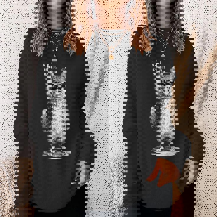 チンチラ ロックミュージック レトロ ヴィンテージ ペット愛好家 スウェットシャツ 彼女への贈り物