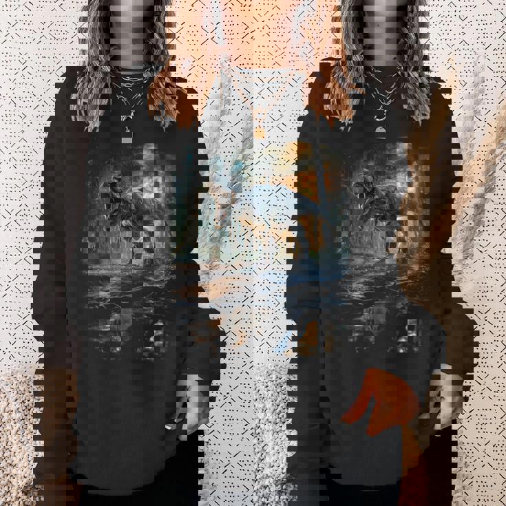 ティレックス 夜に吠える恐竜 リアルなグラフィックデザイン 長袖tシャツ スウェットシャツ 彼女への贈り物