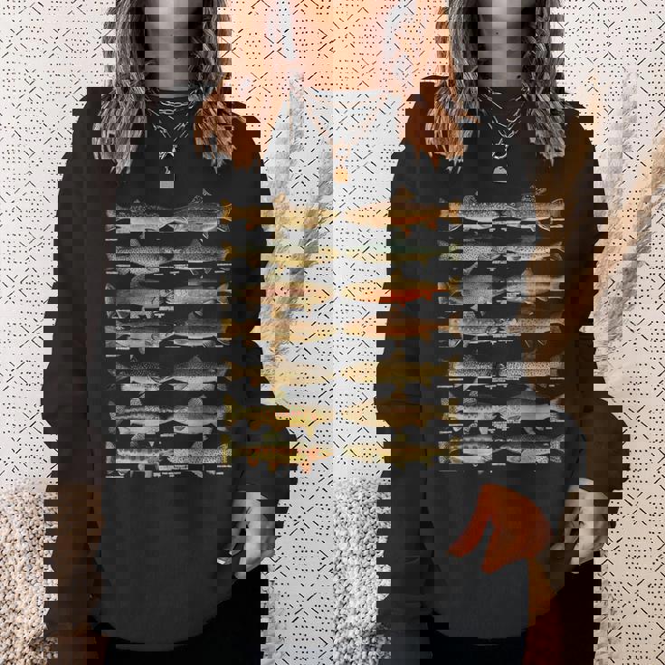 トラウト魚種種釣りギフト スウェットシャツ 彼女への贈り物