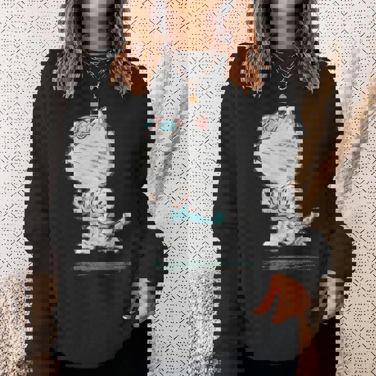 ネコ ねこ ランニング 子猫 ペット おもしろ 動物 ランナー イラスト スウェットシャツ 彼女への贈り物